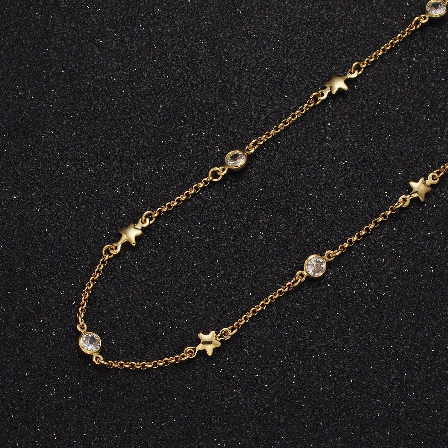 Tiny Round Bezel Setting Chain Dainty Gold Star Chain Thin 14k Gold Filled Cable Chain by Yard for Jewelry Making Supply