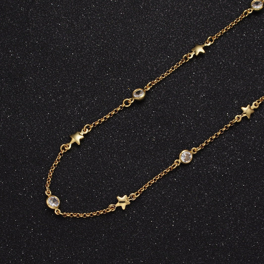 Tiny Round Bezel Setting Chain Dainty Gold Star Chain Thin 14k Gold Filled Cable Chain by Yard for Jewelry Making Supply