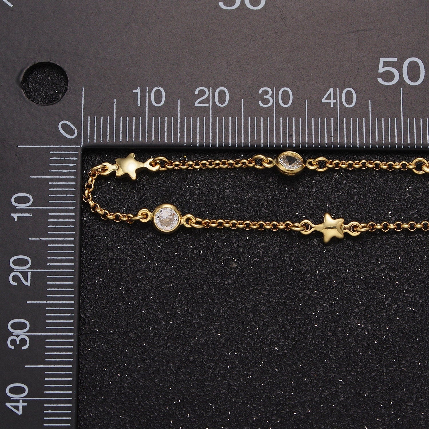 Tiny Round Bezel Setting Chain Dainty Gold Star Chain Thin 14k Gold Filled Cable Chain by Yard for Jewelry Making Supply