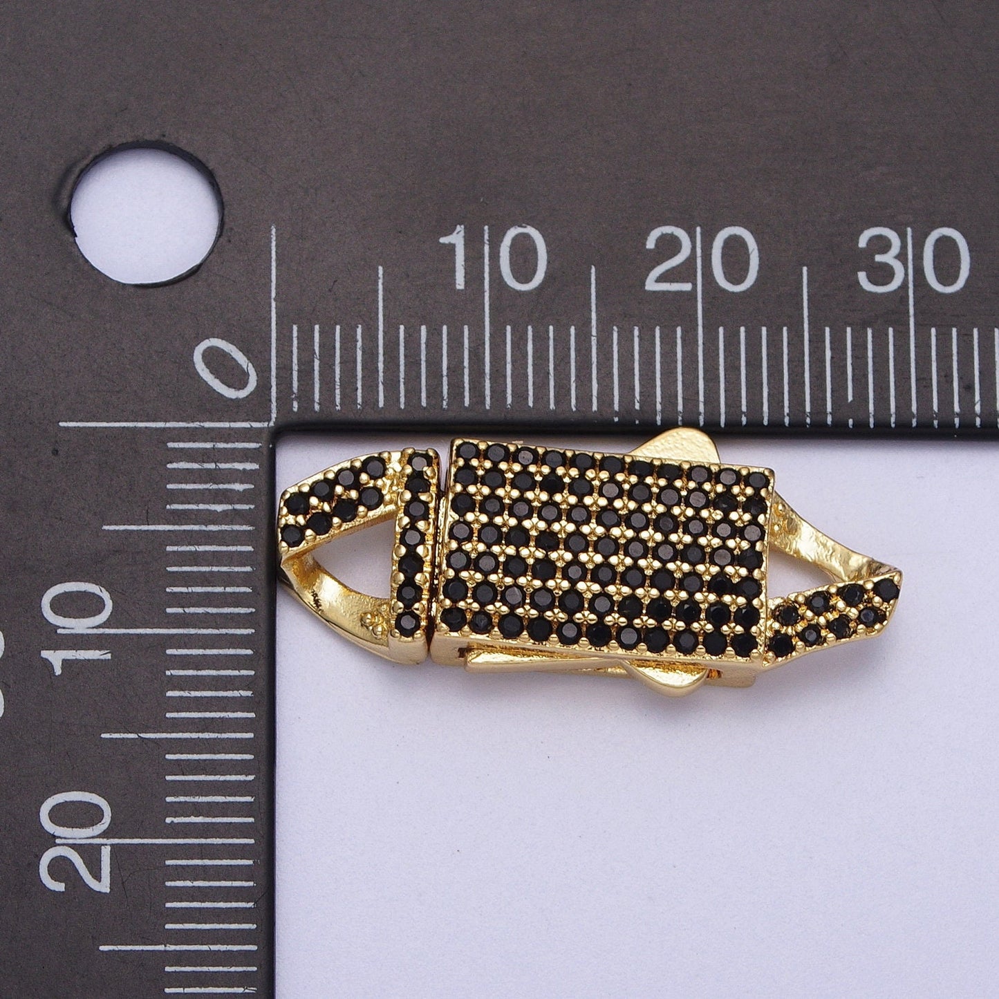 Black Micro Paved CZ Gold Box Buckle Clasps Closure For Bracelet Jewelry Supply | K002