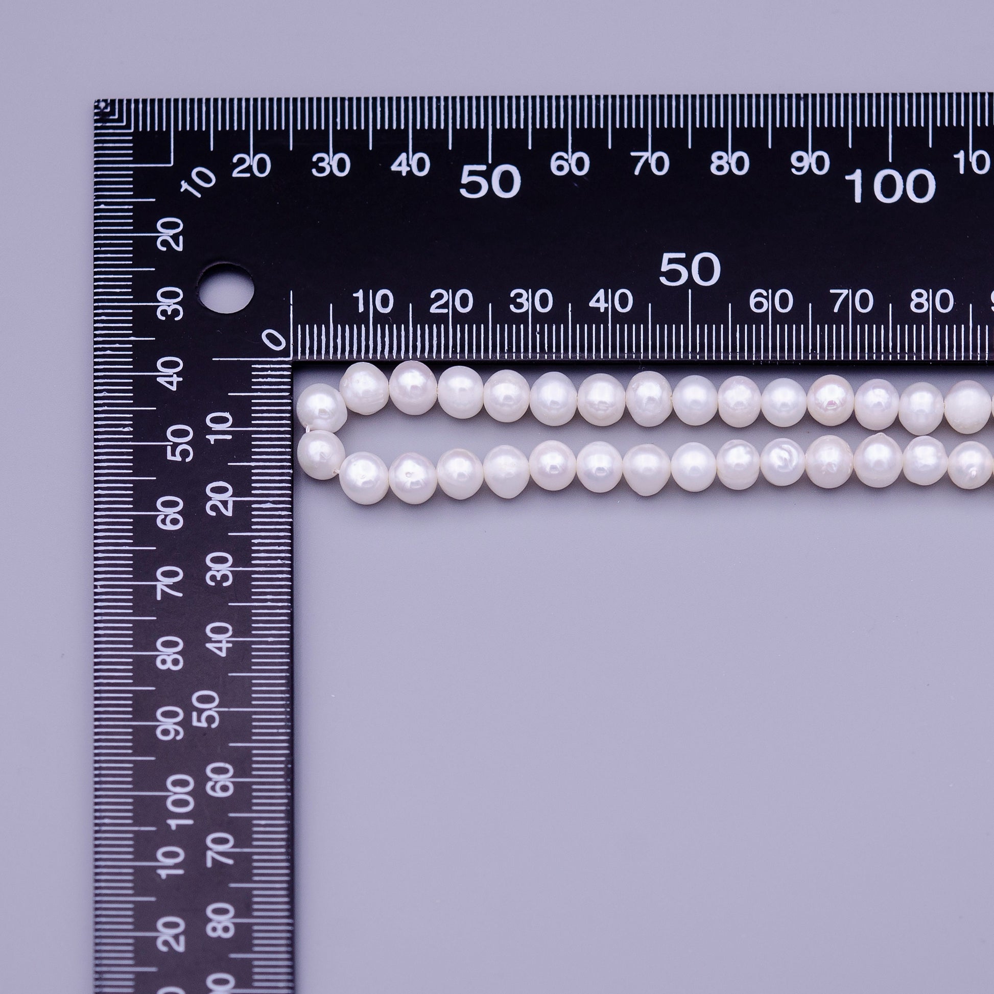 6.5mm white pearl strand, freshwater potato Round pearls beads wholesale 65pcs Full Strand for Jewelry Making Supply WA-1324