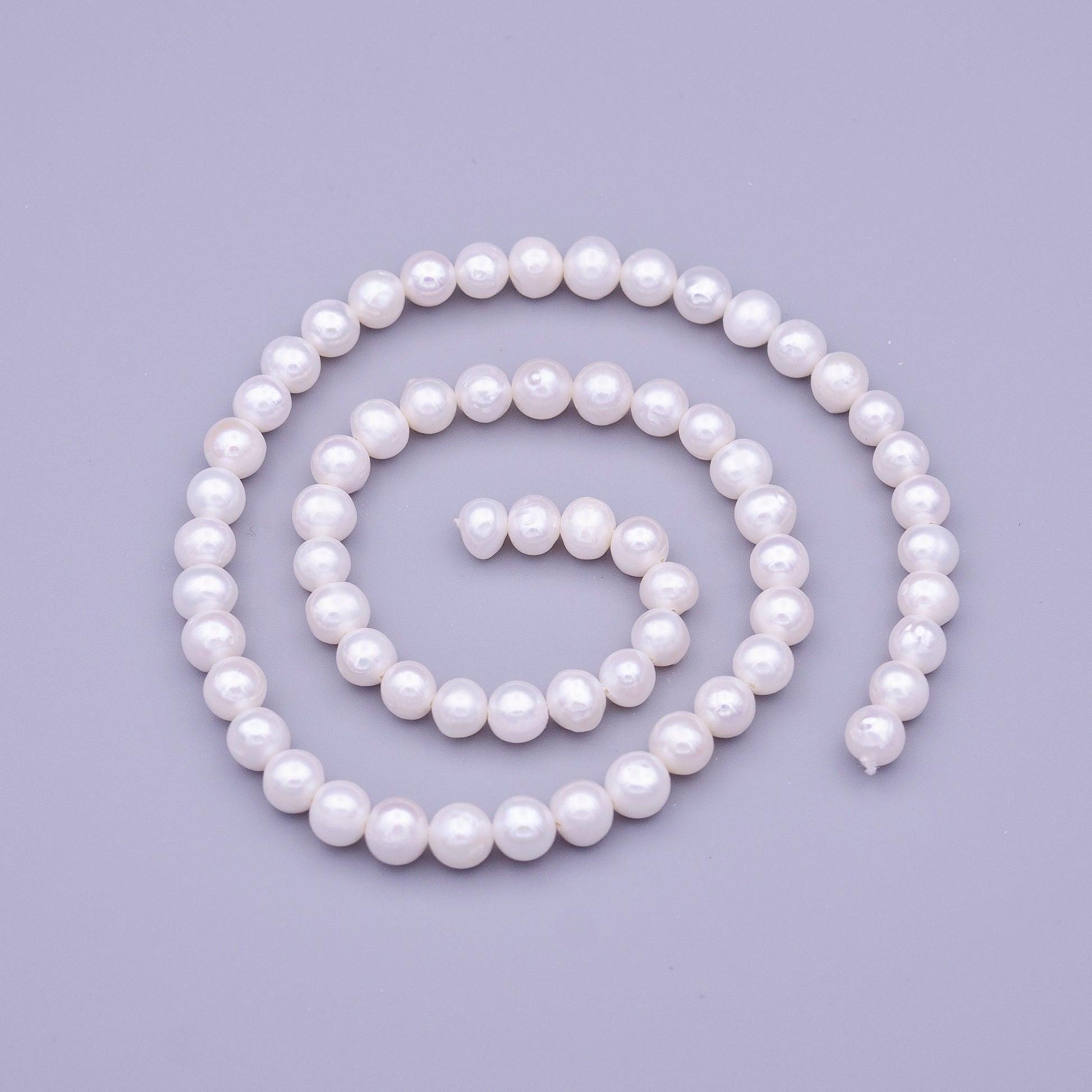 6.5mm white pearl strand, freshwater potato Round pearls beads wholesale 65pcs Full Strand for Jewelry Making Supply WA-1324