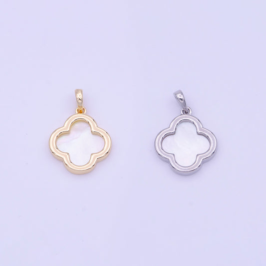 Gold Pearl Charm Four Leaf Clover Pendant Silver Pearl Floral Charm Good Luck Jewelry H-220 H-275
