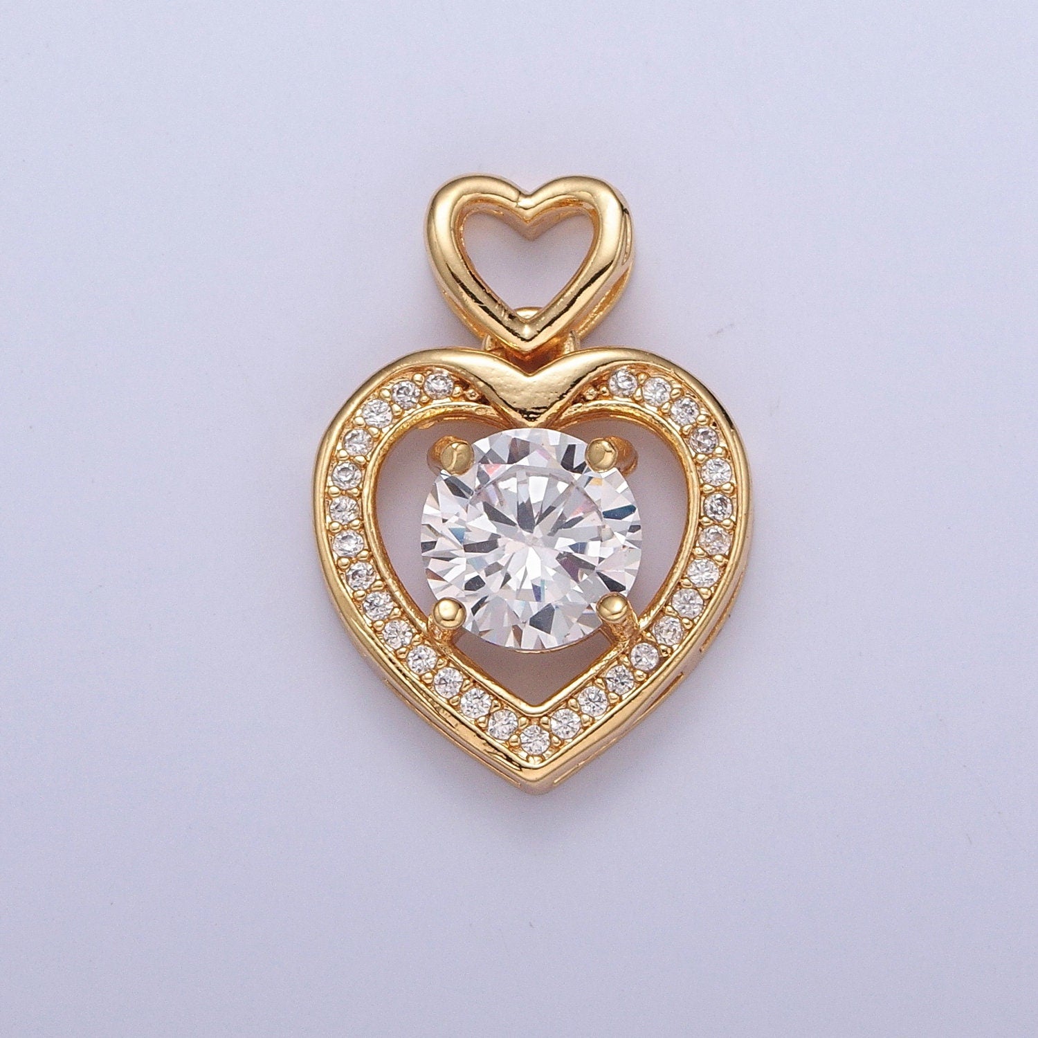 Dainty Gold Red Clear Pink Heart Pendant For Love Relationship Minimalist Jewelry X-333 X-334 X-335