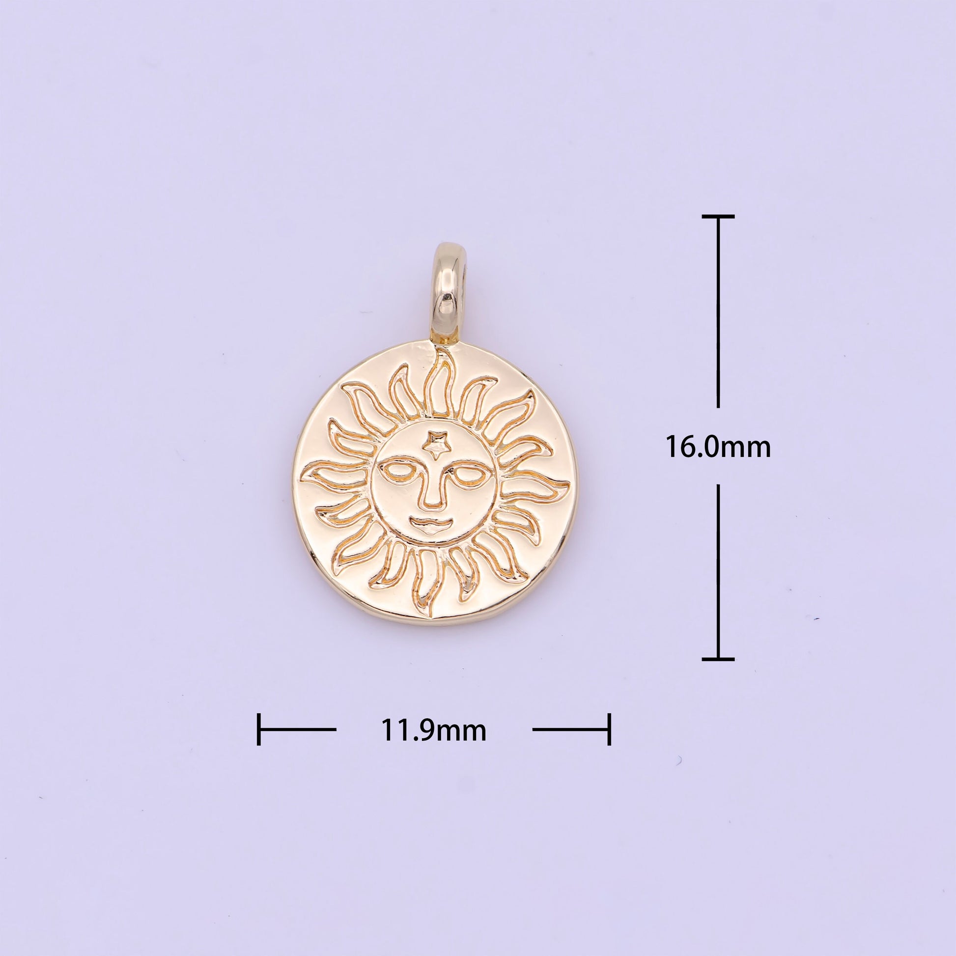 Mini Gold Sun Charm Sun Face Pendant d-469