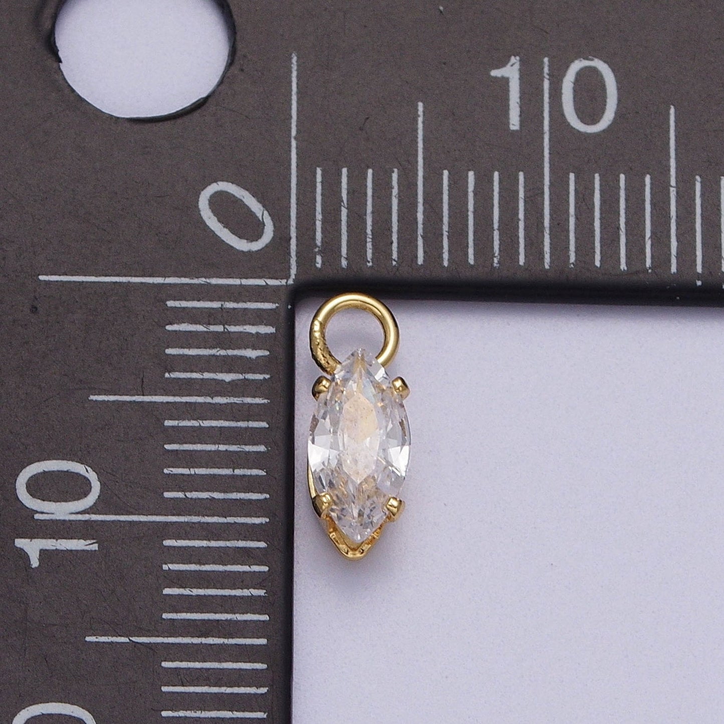 Gold Filled Clear Marquise Cubic Zirconia 11mm Charm for add on charm Earring Bracelet Necklace Lariat Component | C353