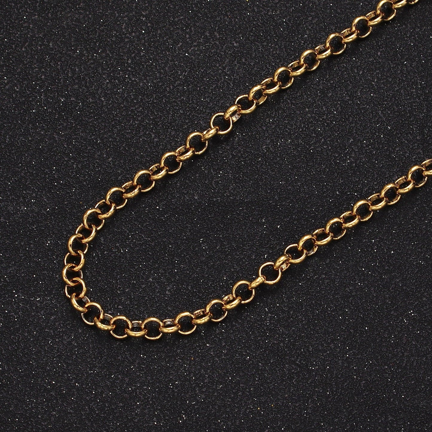 24k Gold Filled Unfinished Chain by Yard Rolo Circle Chain, Round Link Necklace Chain, Wholesale bulk Chain Jewelry Making 4.8MM Roll-883