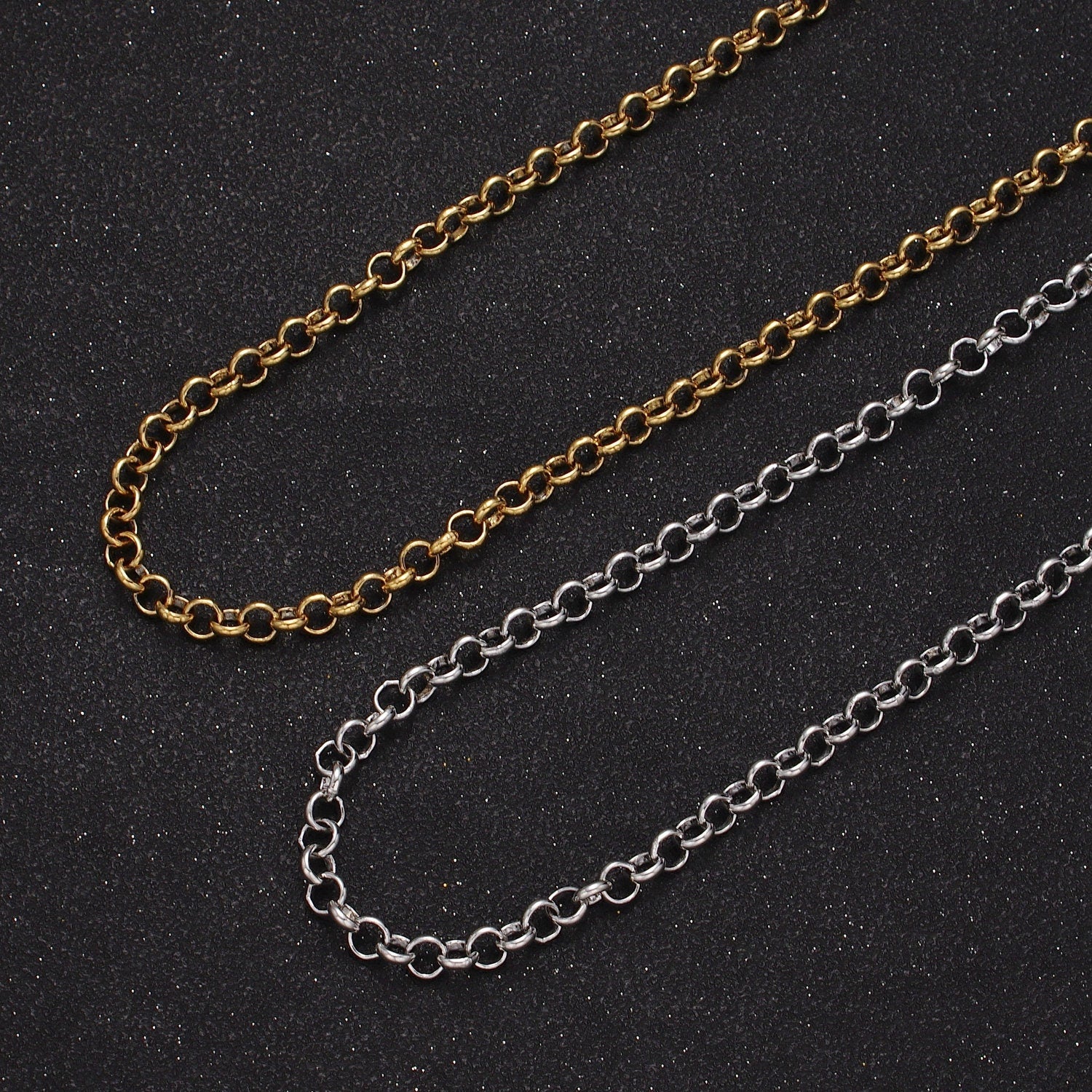 24k Gold Filled Unfinished Chain by Yard Rolo Circle Chain, Round Link Necklace Chain, Wholesale bulk Chain Jewelry Making 4.8MM Roll-883