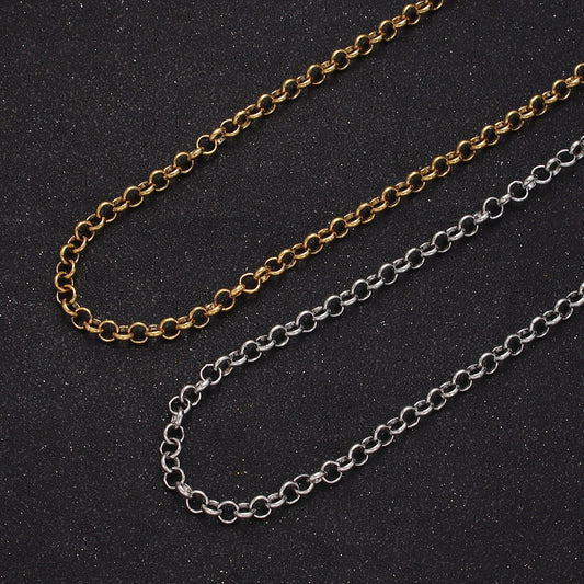 24k Gold Filled Unfinished Chain by Yard Rolo Circle Chain, Round Link Necklace Chain, Wholesale bulk Chain Jewelry Making 4.8MM Roll-883