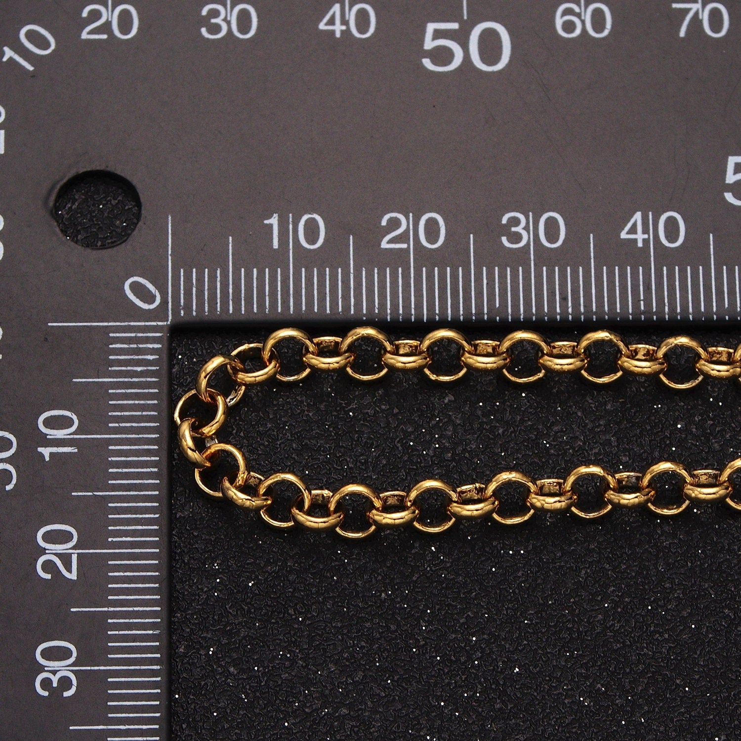 24k Gold Filled Unfinished Chain by Yard Rolo Circle Chain, Round Link Necklace Chain, Wholesale bulk Chain Jewelry Making 4.8MM Roll-883