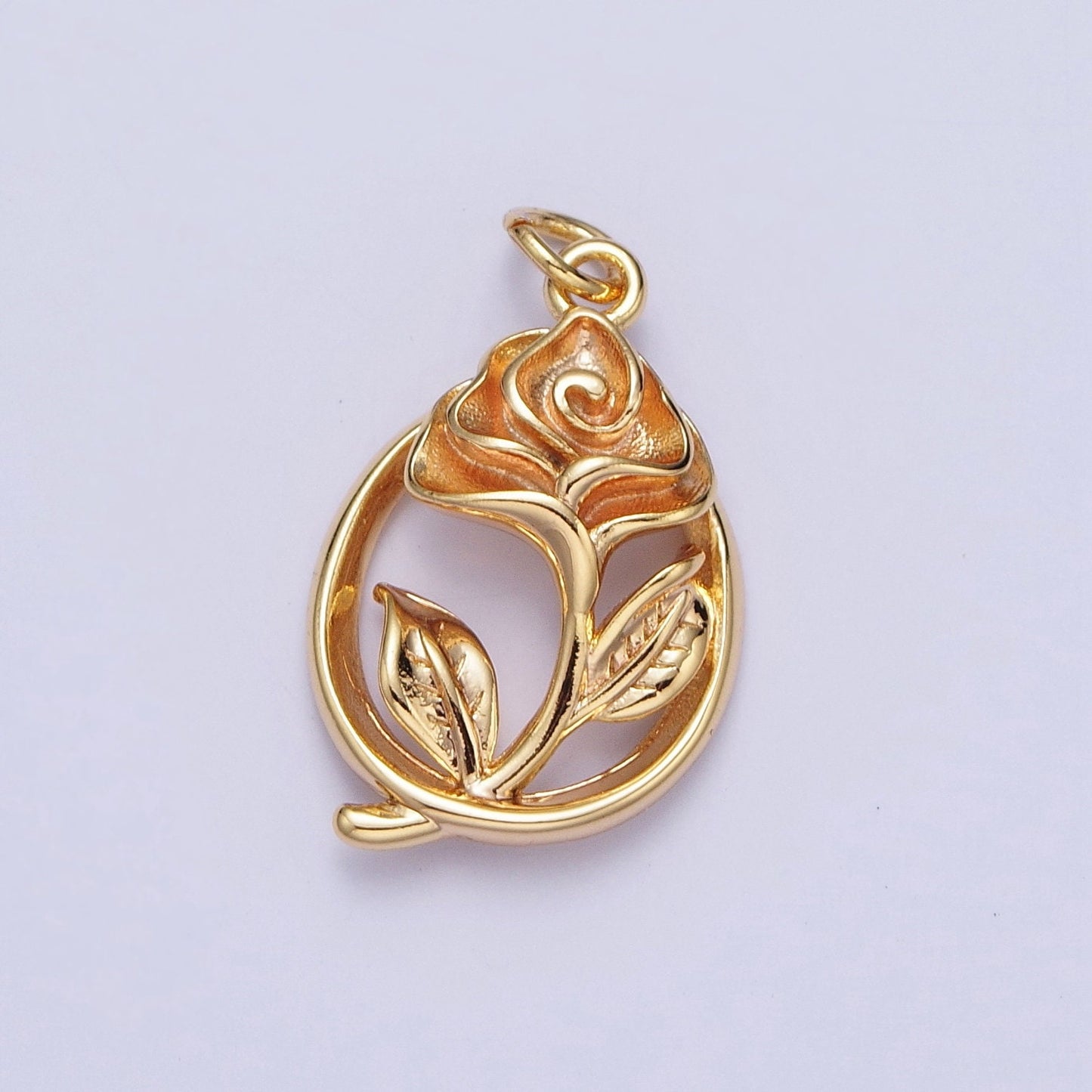 16K Gold Filled Open Flower Rose Charm | AC-477