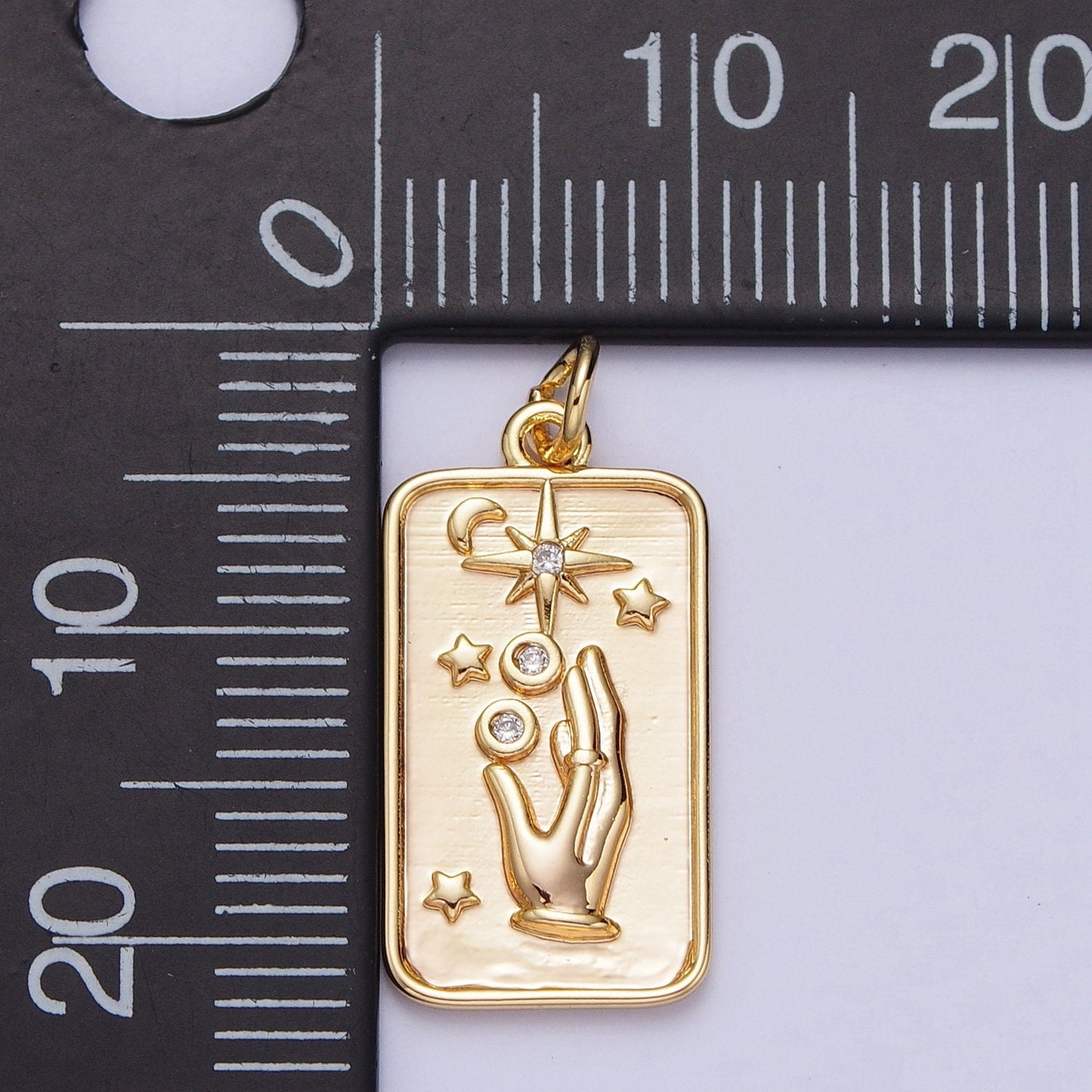 Gold Celestial The Stars Tarot Tag Charm for add on Pendant for Necklace Bracelet| N-553