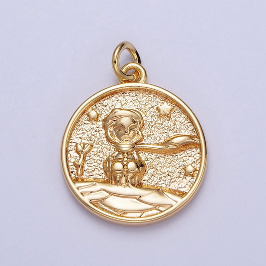 16K Gold Filled Winter Boy in the Snowy Starry Night Coin Charm | N-215