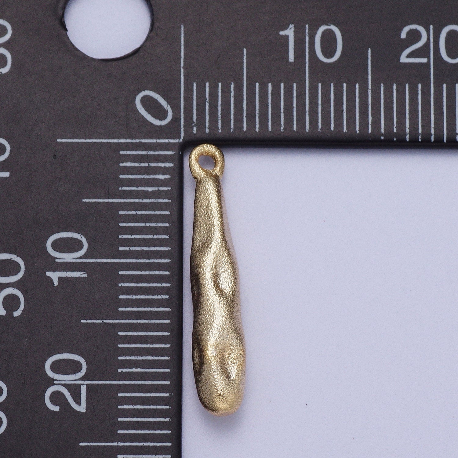 Dainty Gold Matte Stick Charms 22.6x3.9 mm
