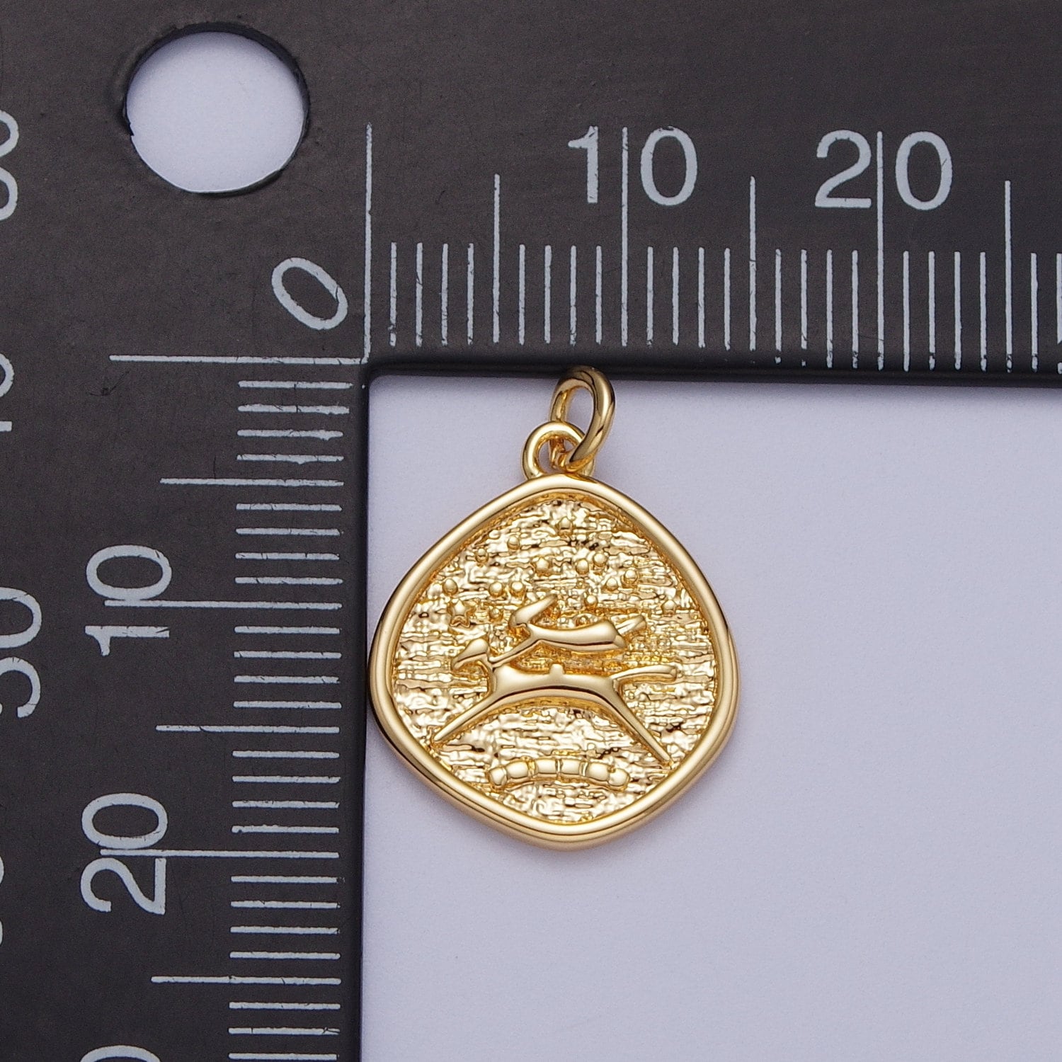 Dainty Gold Dog Charm Rustic Medallion Coin E-061