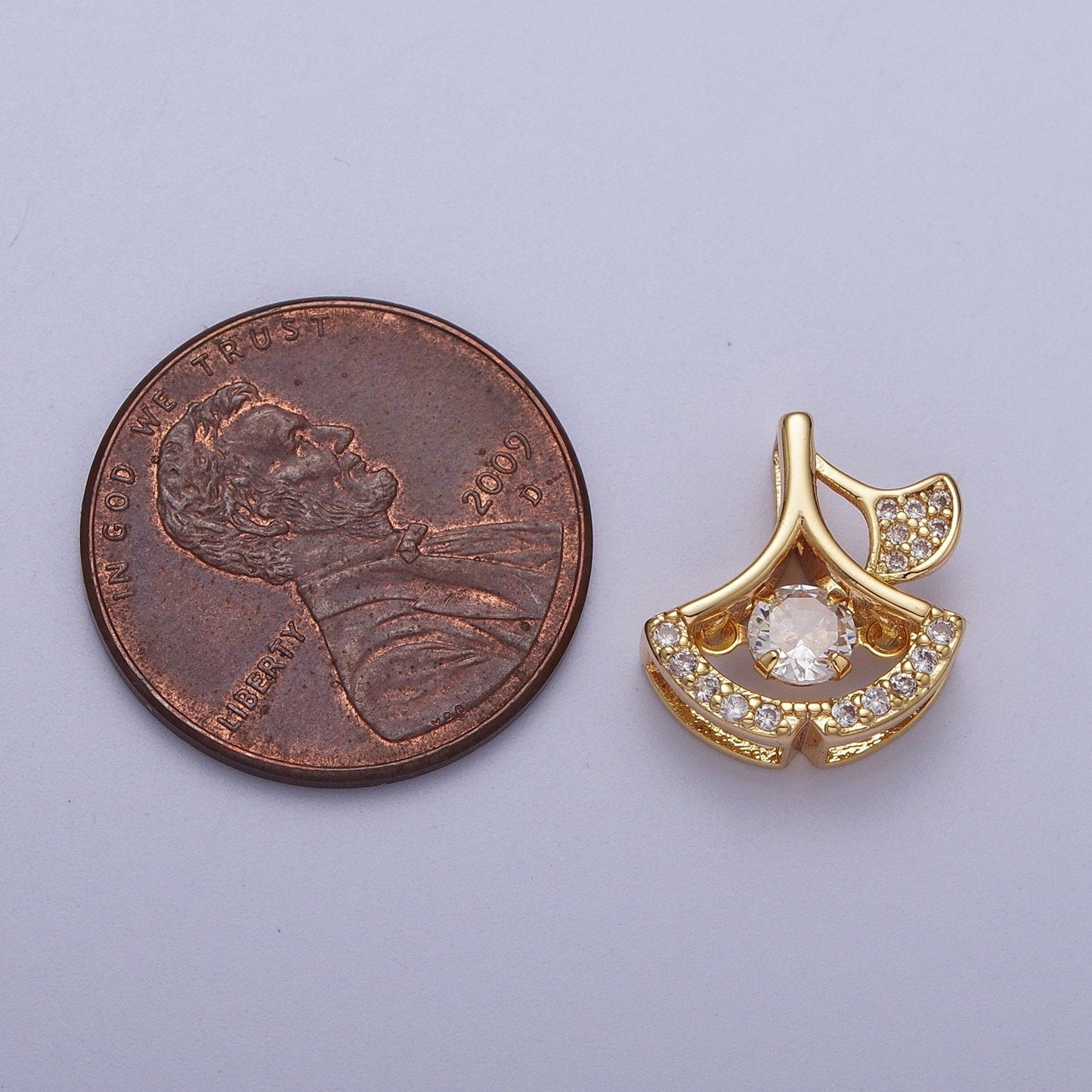 Dainty Leaf Charm Dangle Micro Pave CZ Charm I-038