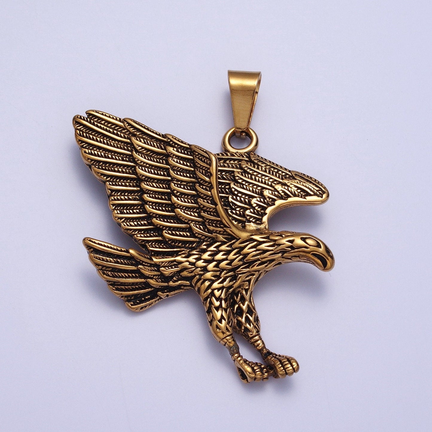 Silver Flying Bald Eagle Pendant Necklace for Men, Hip Hop American Eagle Charm Hawk Eagle Pendant