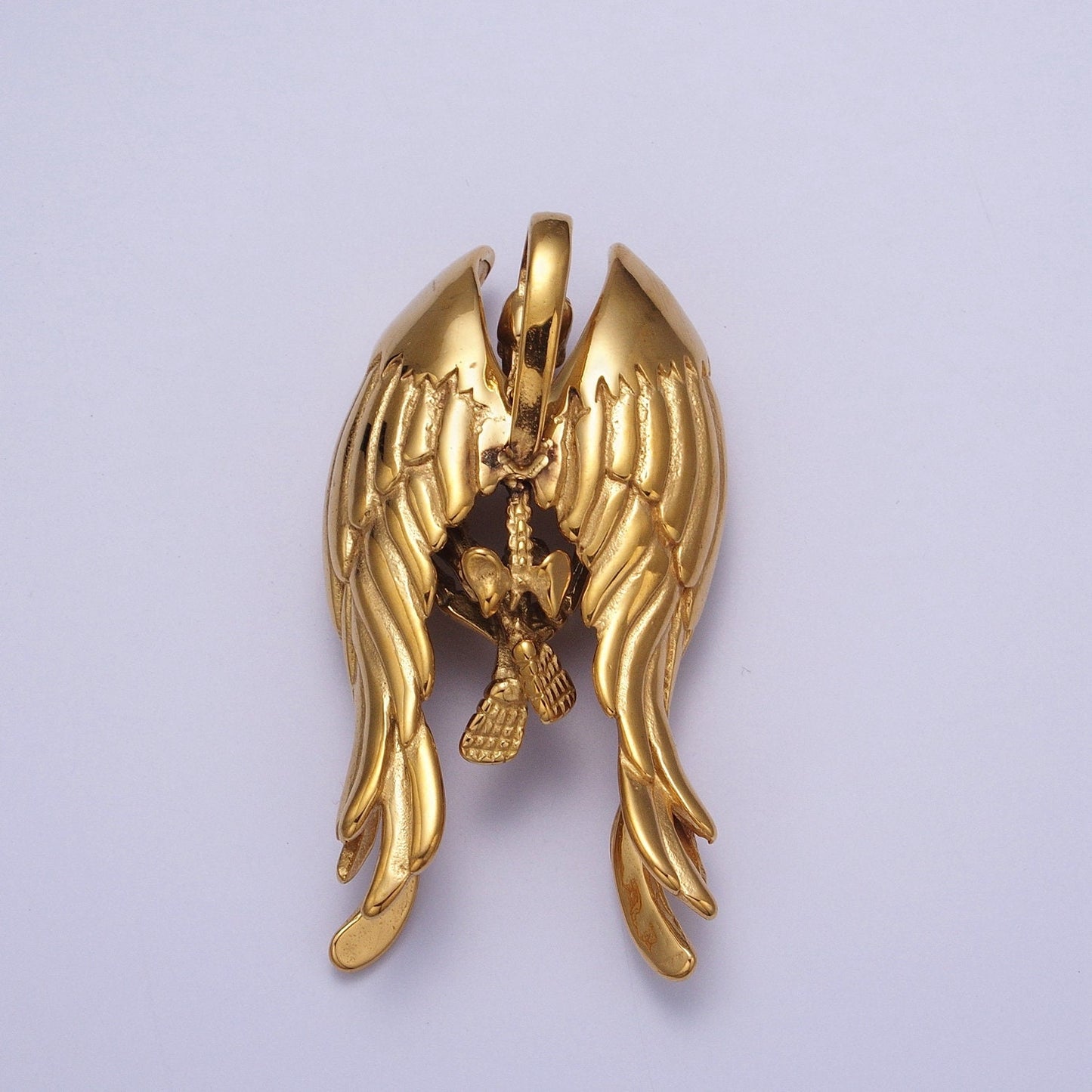 3d Gothic Skull Skeleton Angel Wing Pendant Necklace for Man Gold Antique Silver Heavy Duty Jewelry Statement Necklace