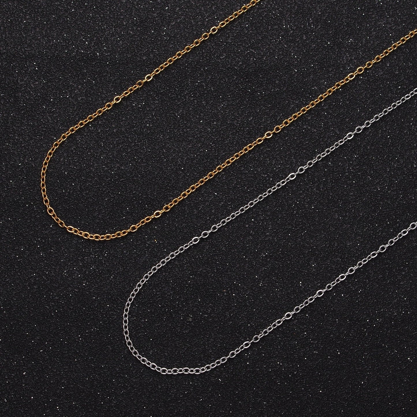 24K Gold Filled Mini Cable Rolo Bulk Unfinished Chain, 1.3mm Width Gold & Silver Wholesale Chain For Jewelry Making | Roll-949, Roll-950