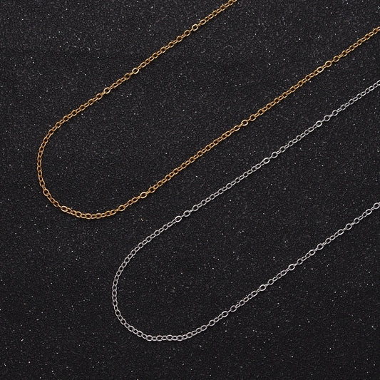 24K Gold Filled Mini Cable Rolo Bulk Unfinished Chain, 1.3mm Width Gold & Silver Wholesale Chain For Jewelry Making | Roll-949, Roll-950