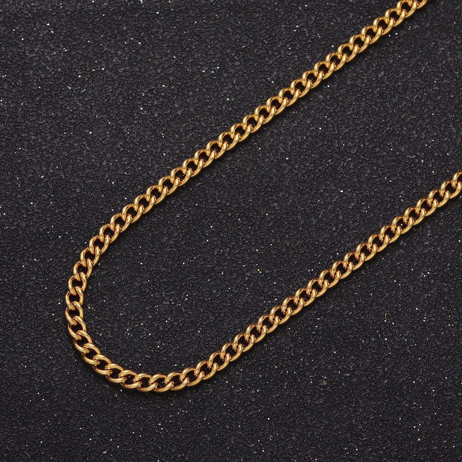 24K Gold Filled Concave Curb Bulk Roll by Yard, 2.8mm Width Gold & Silver Wholesale Chain Component For Jewelry Making | Roll-941, Roll-942