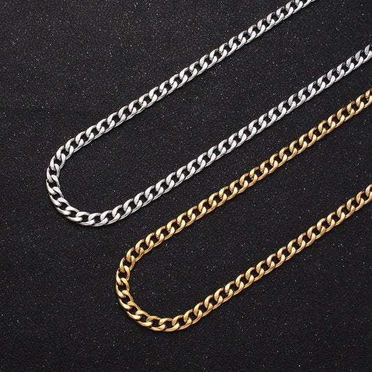 24K Gold Filled Flat Boxy Concave Curb Unfinished Chain, 5mm Width Gold & Silver Bulk Roll by Yard | Roll-935, Roll-936