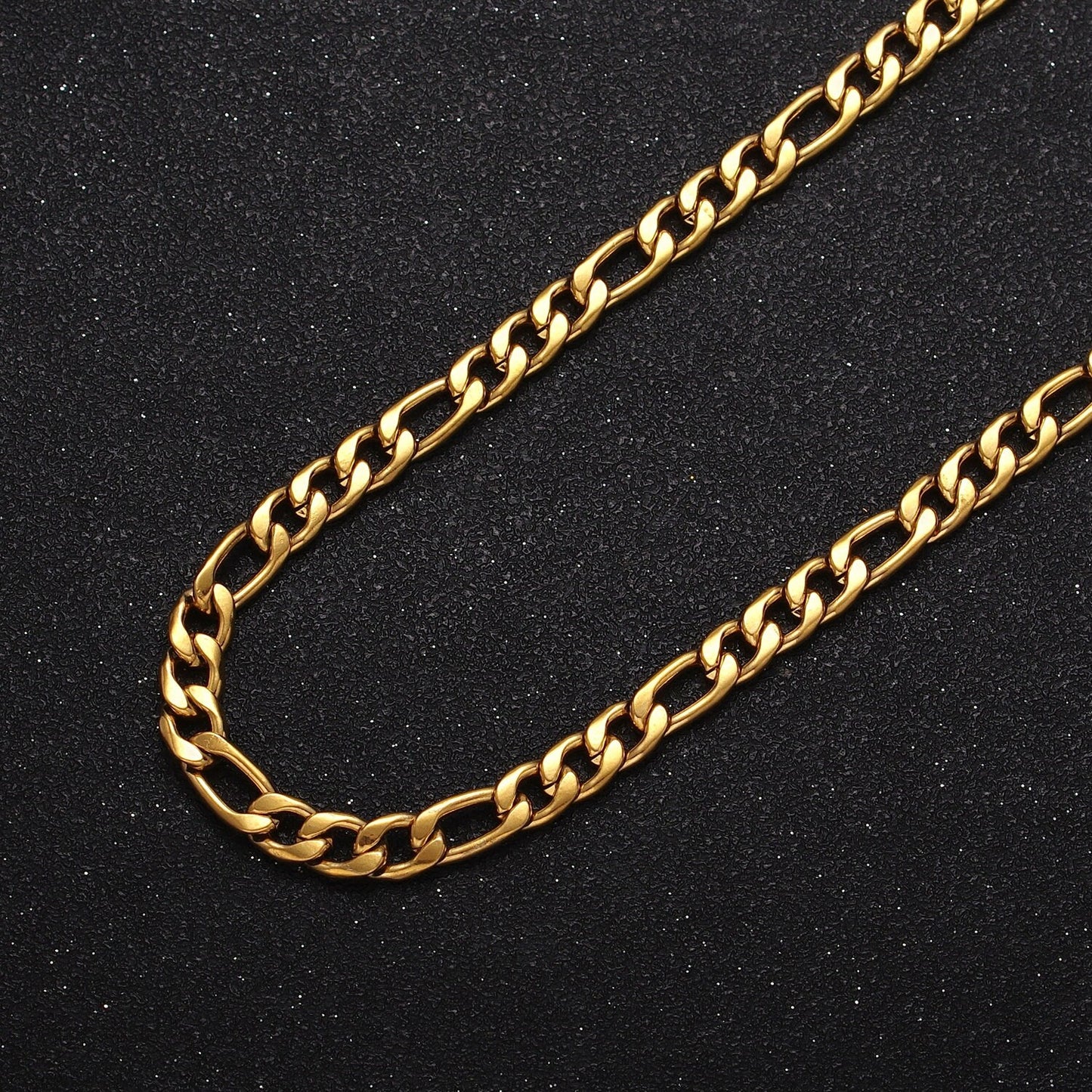24K Gold Filled Flat Figaro Gold & Silver Unfinished 5.3mm Statement Bulk Chain by Yard For Jewelry Making | Roll-931, Roll-932