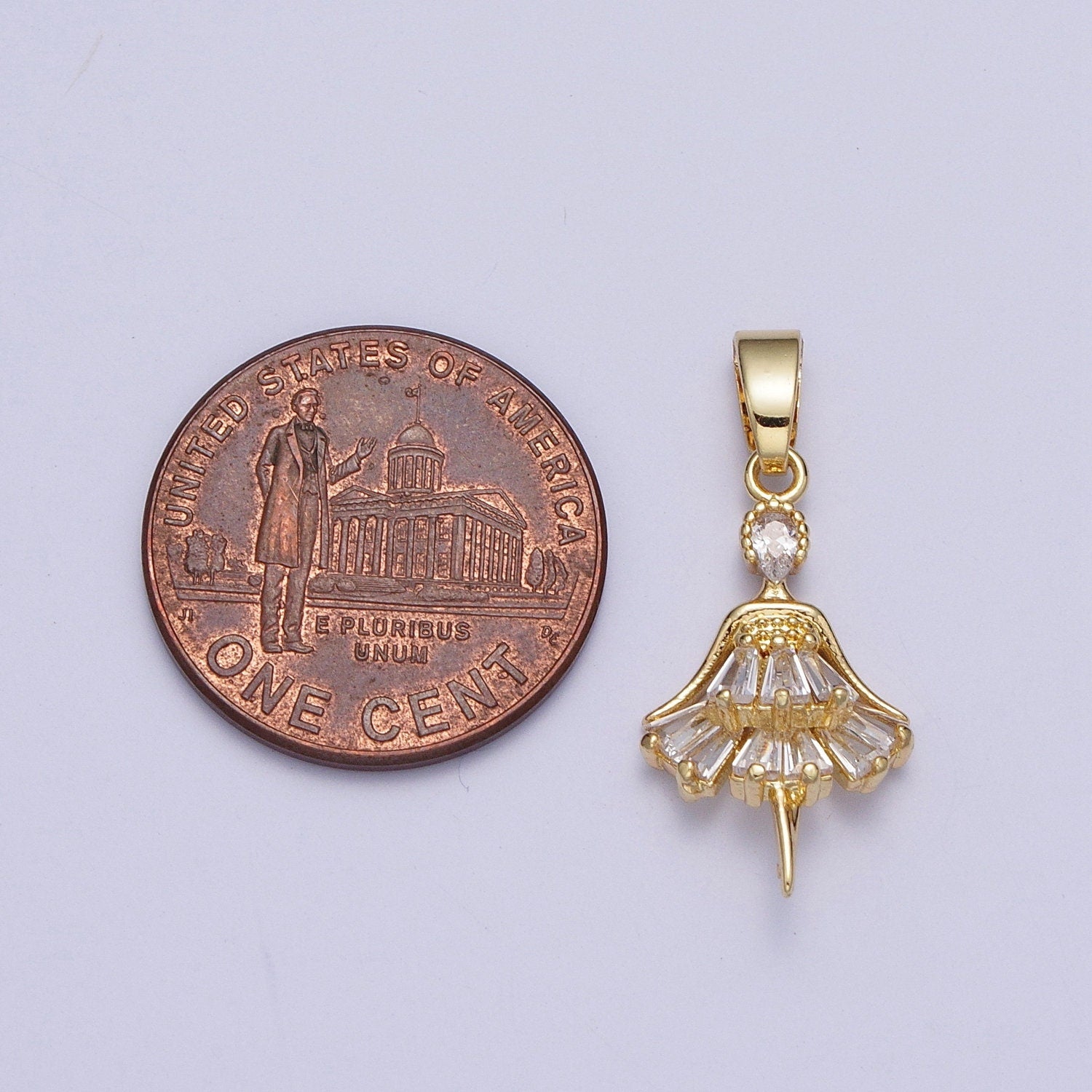 Dainty Gold Ballerina Pendant, Dancer Charm, Micro Pave Cubic Mini Pendant, Dainty beautiful Jewelry Bracelet Earring Necklace H-539