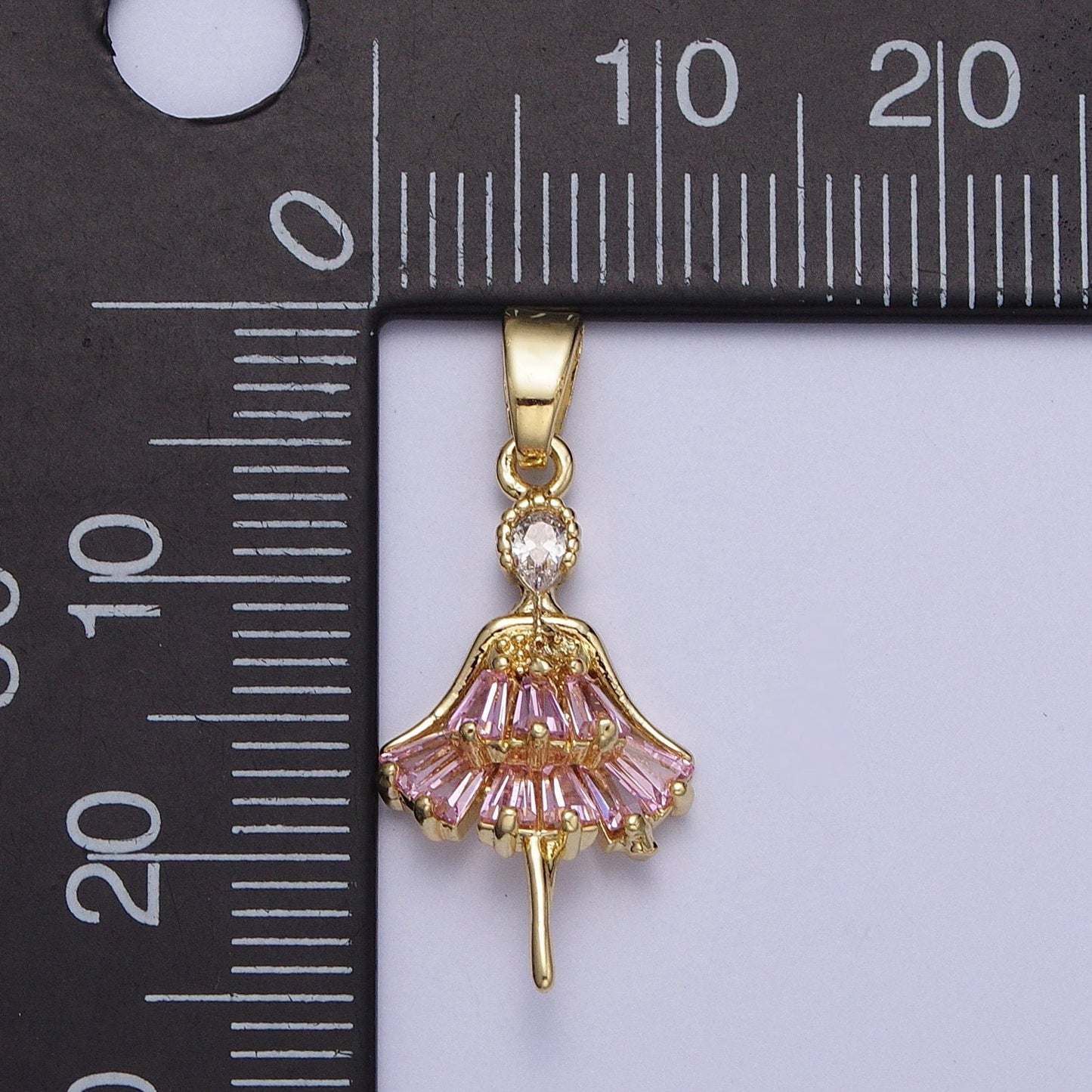 Dainty Gold Ballerina Pendant, Dancer Charm, Micro Pave Cubic Mini Pendant, Dainty beautiful Jewelry Bracelet Earring Necklace H-539