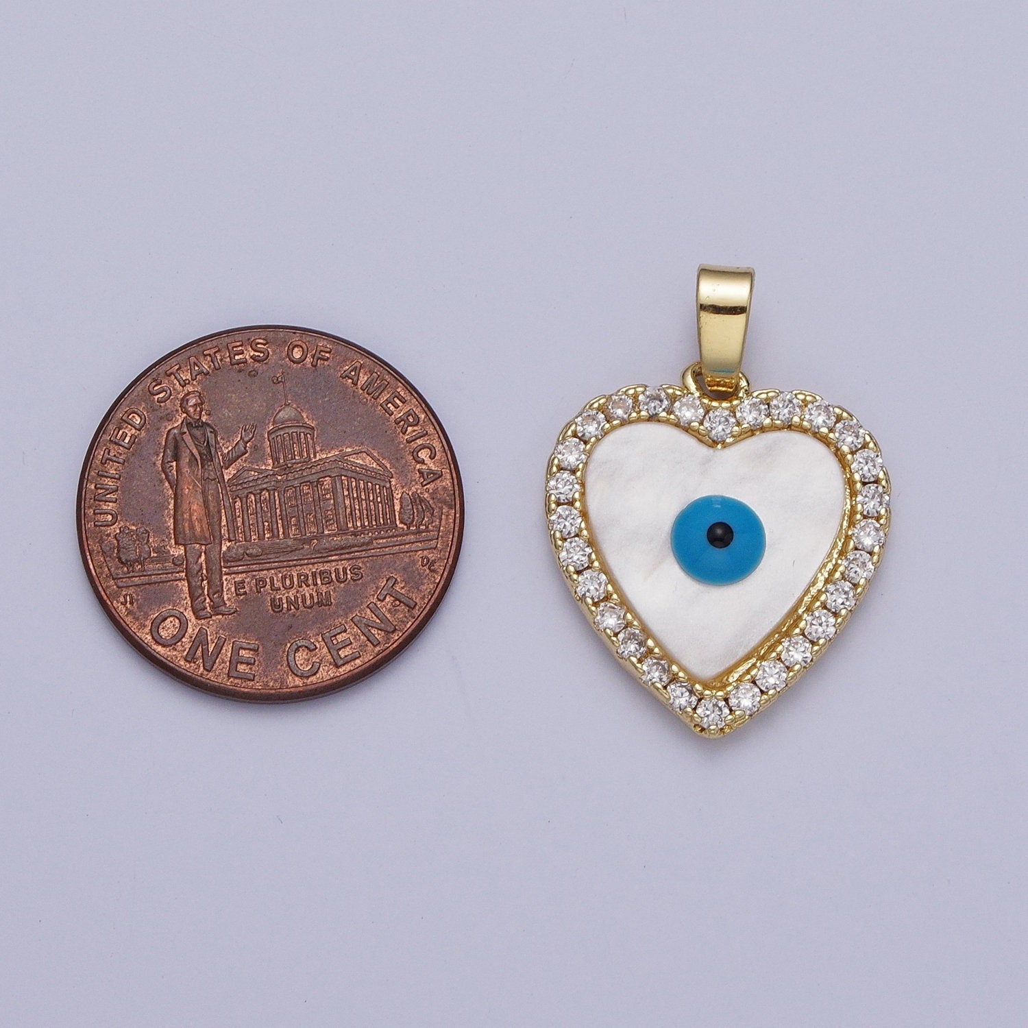 Dainty Evil Eye Charm Gold Enamel Evil Eye Heart Pendant for Add on Charm for Bracelet Necklace Earrings H-776