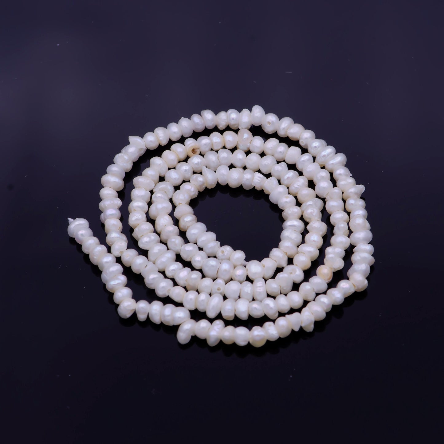 White Pearl Seed Bead Strand, Loose pearls, Tiny Pearls, Wedding Pearls, Embroidery Pearls, Freshwater Pearls, 2-3mm Beads for Craft WA1333