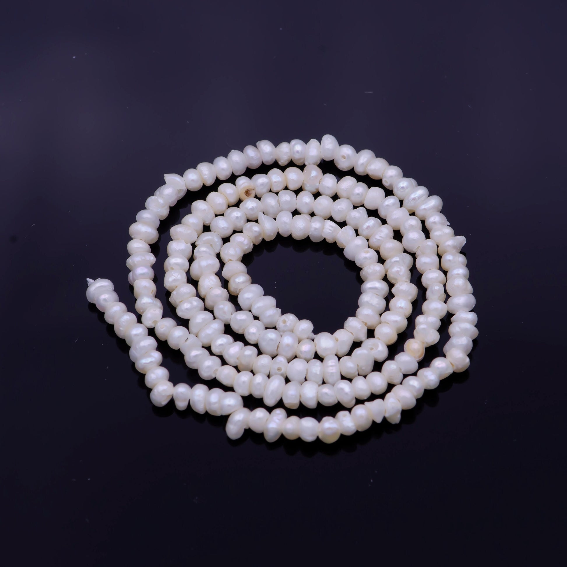White Pearl Seed Bead Strand, Loose pearls, Tiny Pearls, Wedding Pearls, Embroidery Pearls, Freshwater Pearls, 2-3mm Beads for Craft WA1333