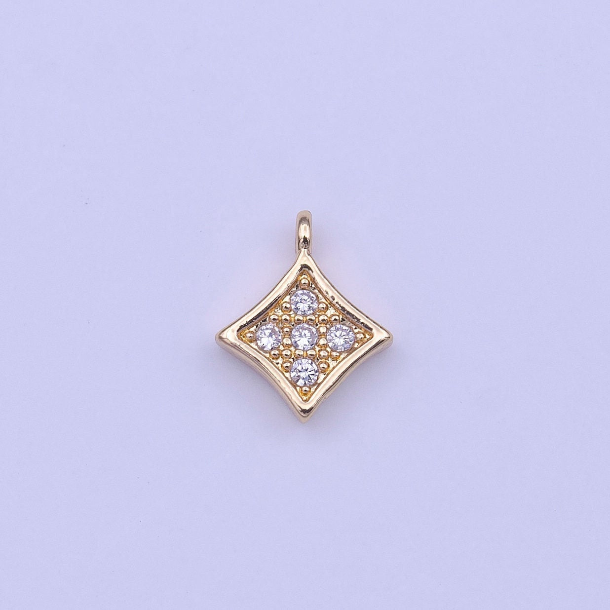 Mini Rhombus Charm Gold Cubic Zirconia Diamond Charm for Bracelet Earring Necklace Component Add on Charm Tiny Geometric Jewelry C582