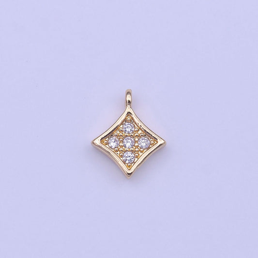 Mini Rhombus Charm Gold Cubic Zirconia Diamond Charm for Bracelet Earring Necklace Component Add on Charm Tiny Geometric Jewelry C582