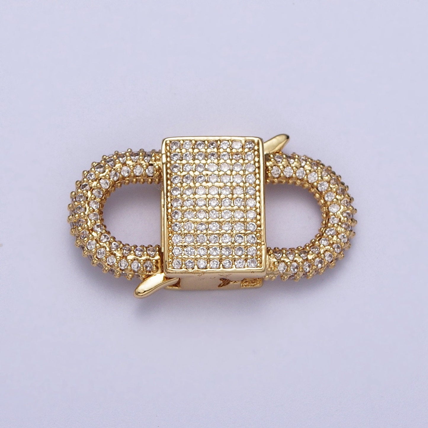 Chunky 14k Gold Filled CZ Clasp clicker Iced Out Micro Pave Clasp, 27.2x13.7mm double Clicker ends Clasp Bracelet Necklace Clicker Connector