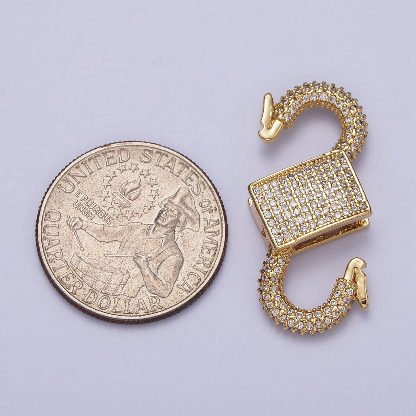 Chunky 14k Gold Filled CZ Clasp clicker Iced Out Micro Pave Clasp, 27.2x13.7mm double Clicker ends Clasp Bracelet Necklace Clicker Connector