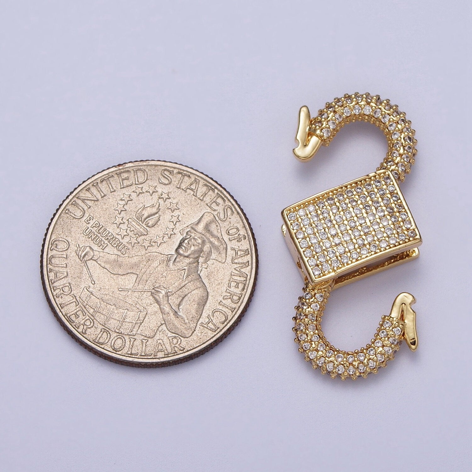 Chunky 14k Gold Filled CZ Clasp clicker Iced Out Micro Pave Clasp, 27.2x13.7mm double Clicker ends Clasp Bracelet Necklace Clicker Connector