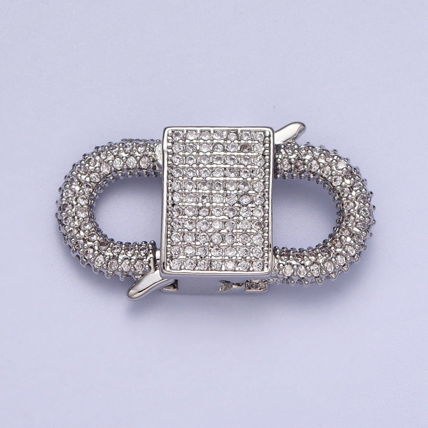 Chunky 14k Gold Filled CZ Clasp clicker Iced Out Micro Pave Clasp, 27.2x13.7mm double Clicker ends Clasp Bracelet Necklace Clicker Connector