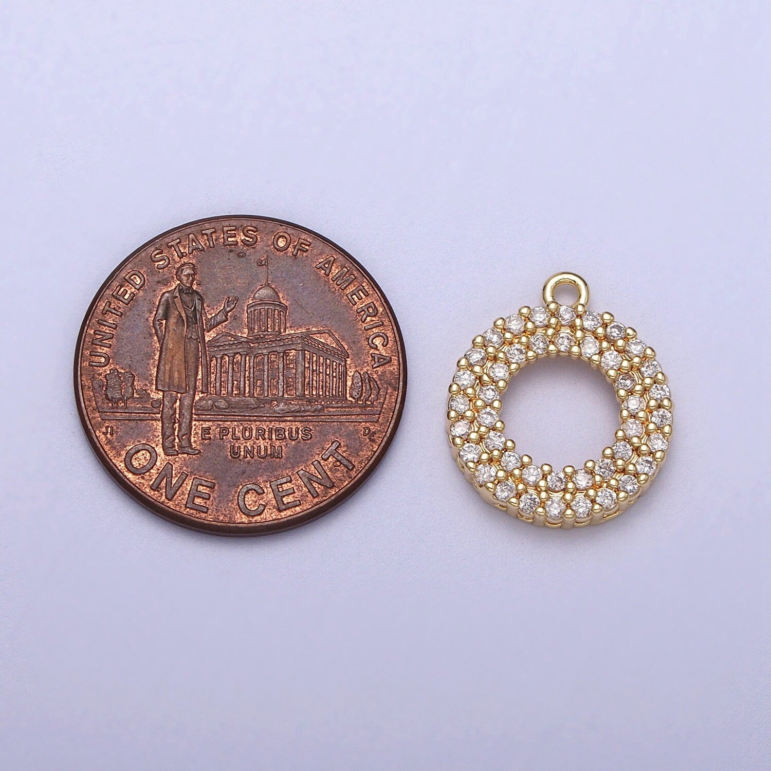 Gold Hollow Round Circle Pendant -CZ Round Charms -Round Circle Findings -Geometry Dangle Pendant -Jewelry Supplies e-511