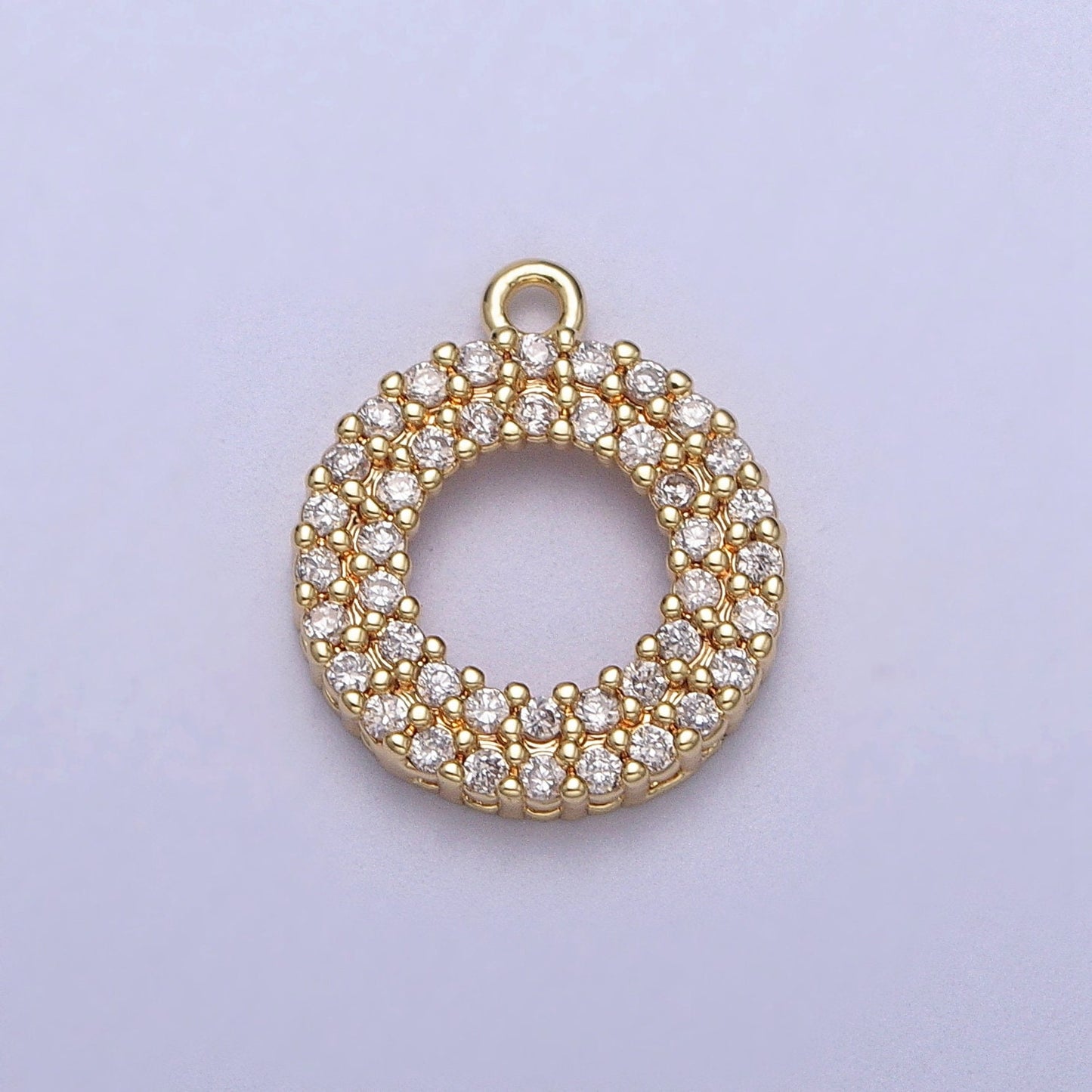 Gold Hollow Round Circle Pendant -CZ Round Charms -Round Circle Findings -Geometry Dangle Pendant -Jewelry Supplies e-511
