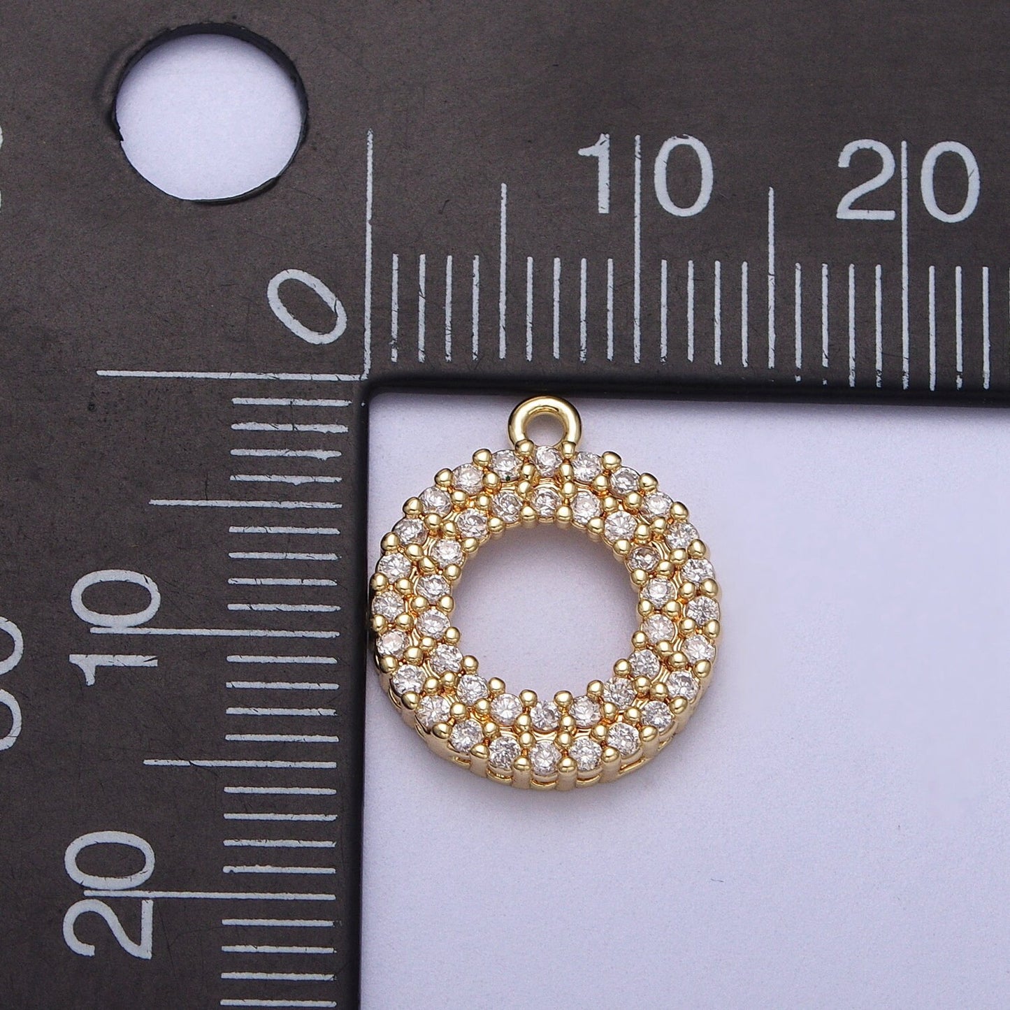 Gold Hollow Round Circle Pendant -CZ Round Charms -Round Circle Findings -Geometry Dangle Pendant -Jewelry Supplies e-511