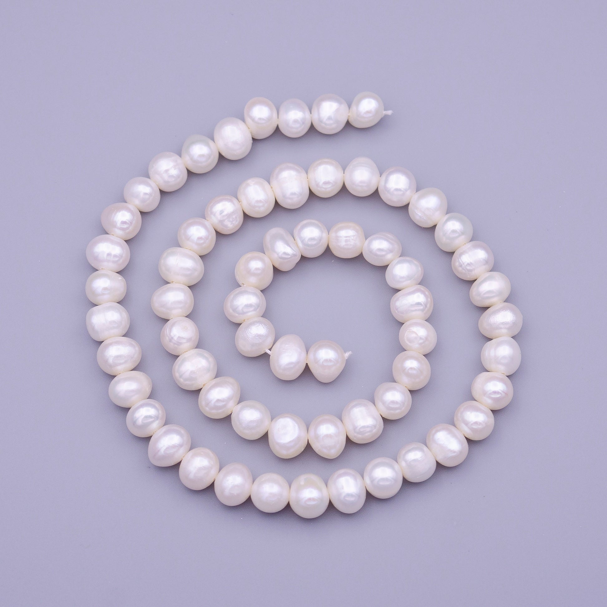 7mm Round Button AAA Freshwater Pearl Natural 62pcs Full Strand | WA-1311