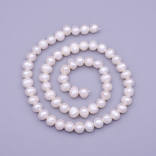 7mm Round Button AAA Freshwater Pearl Natural 62pcs Full Strand | WA-1311