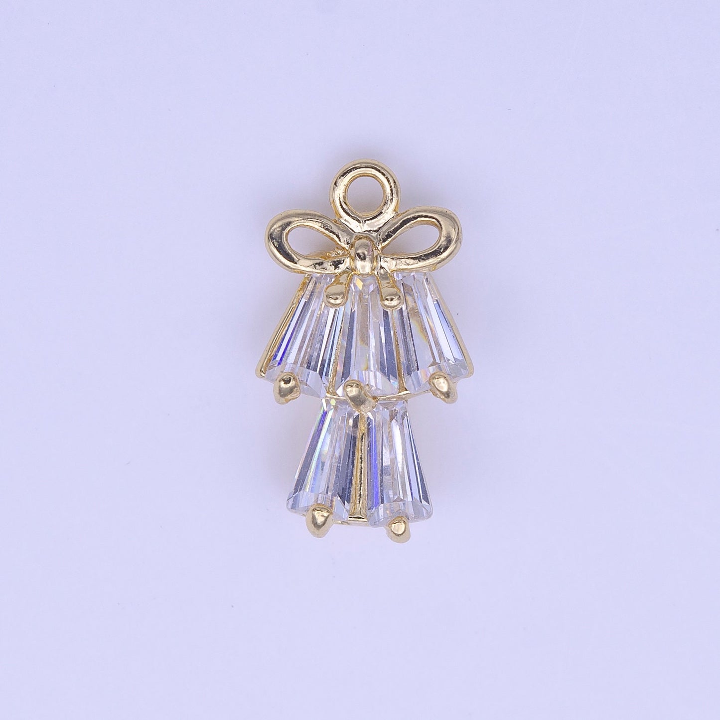 Mini Clear Baguette Add on Charm Tiny CZ Gold Charm | C473