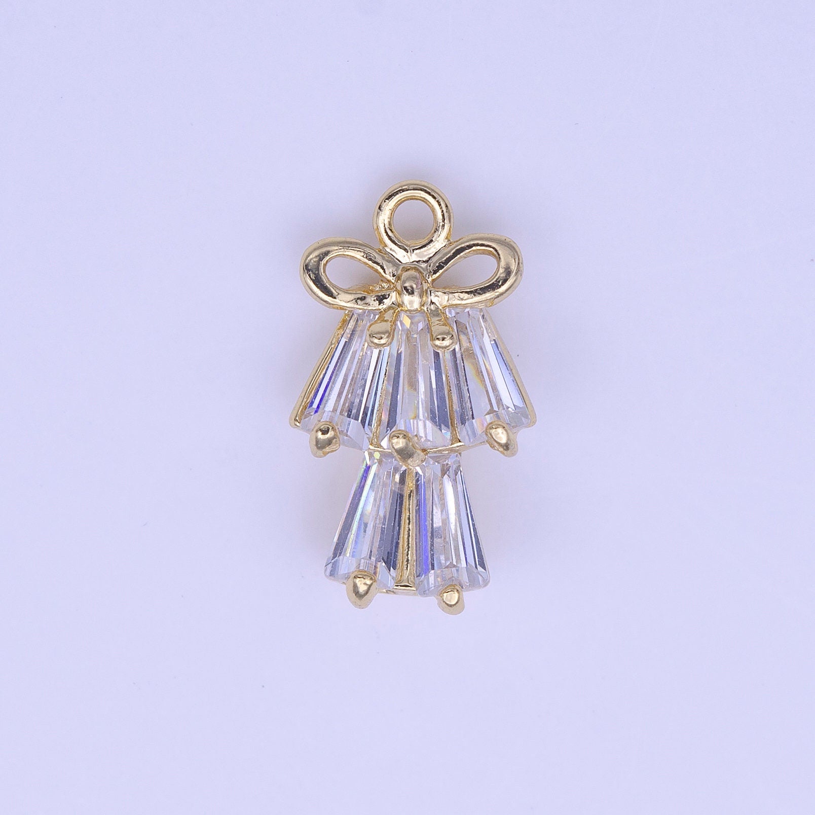 Mini Clear Baguette Add on Charm Tiny CZ Gold Charm | C473