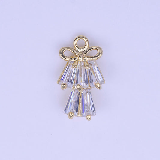 Mini Clear Baguette Add on Charm Tiny CZ Gold Charm | C473