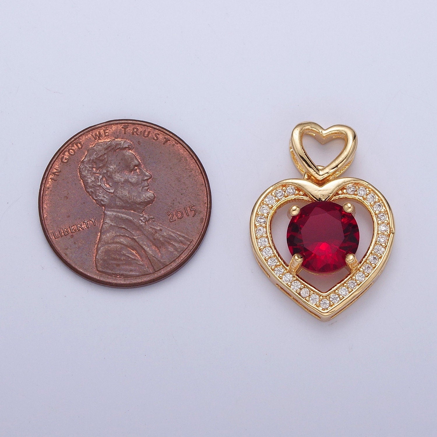 Dainty Gold Red Clear Pink Heart Pendant For Love Relationship Minimalist Jewelry X-333 X-334 X-335