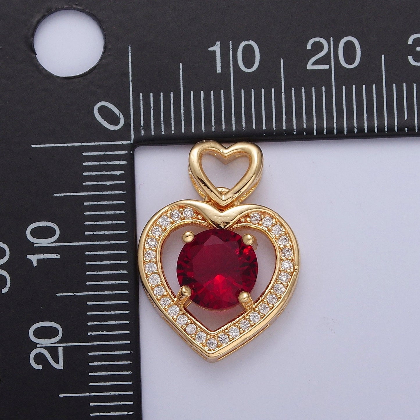 Dainty Gold Red Clear Pink Heart Pendant For Love Relationship Minimalist Jewelry X-333 X-334 X-335