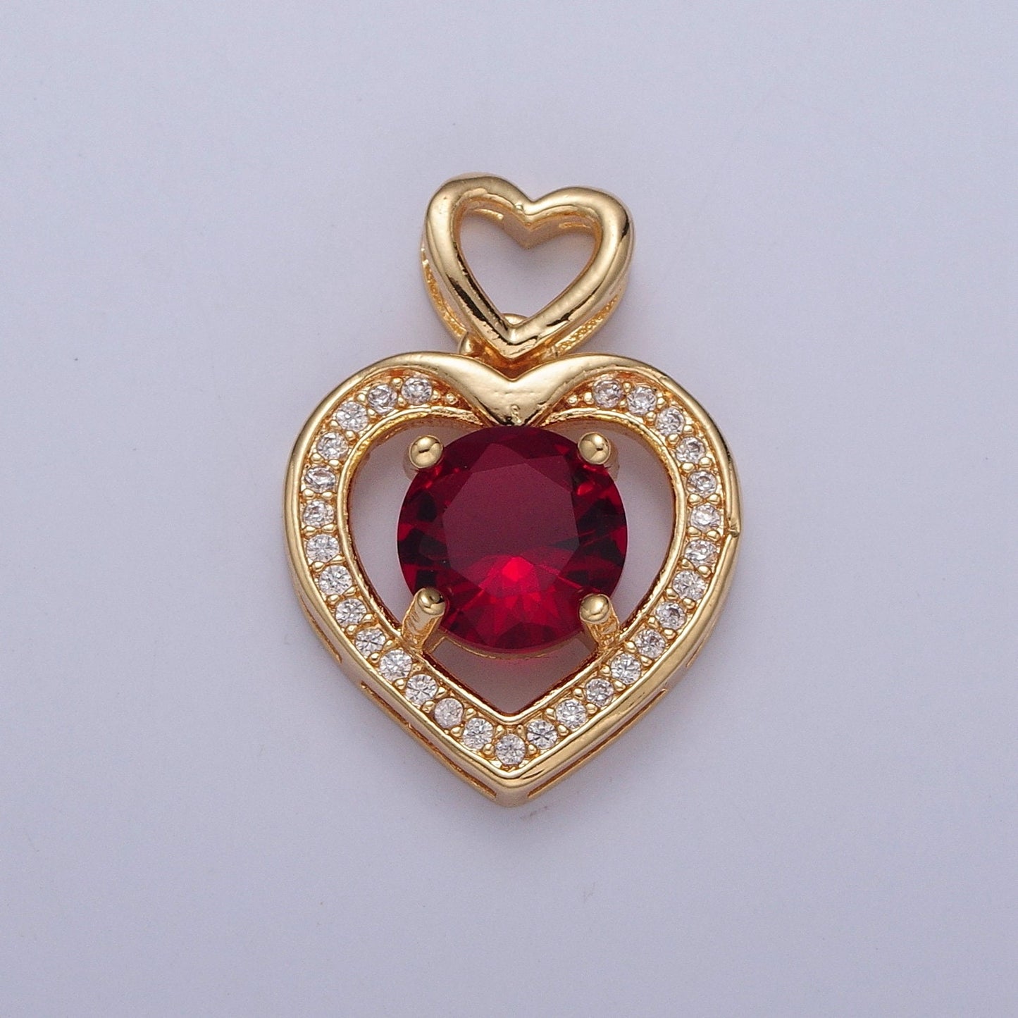 Dainty Gold Red Clear Pink Heart Pendant For Love Relationship Minimalist Jewelry X-333 X-334 X-335