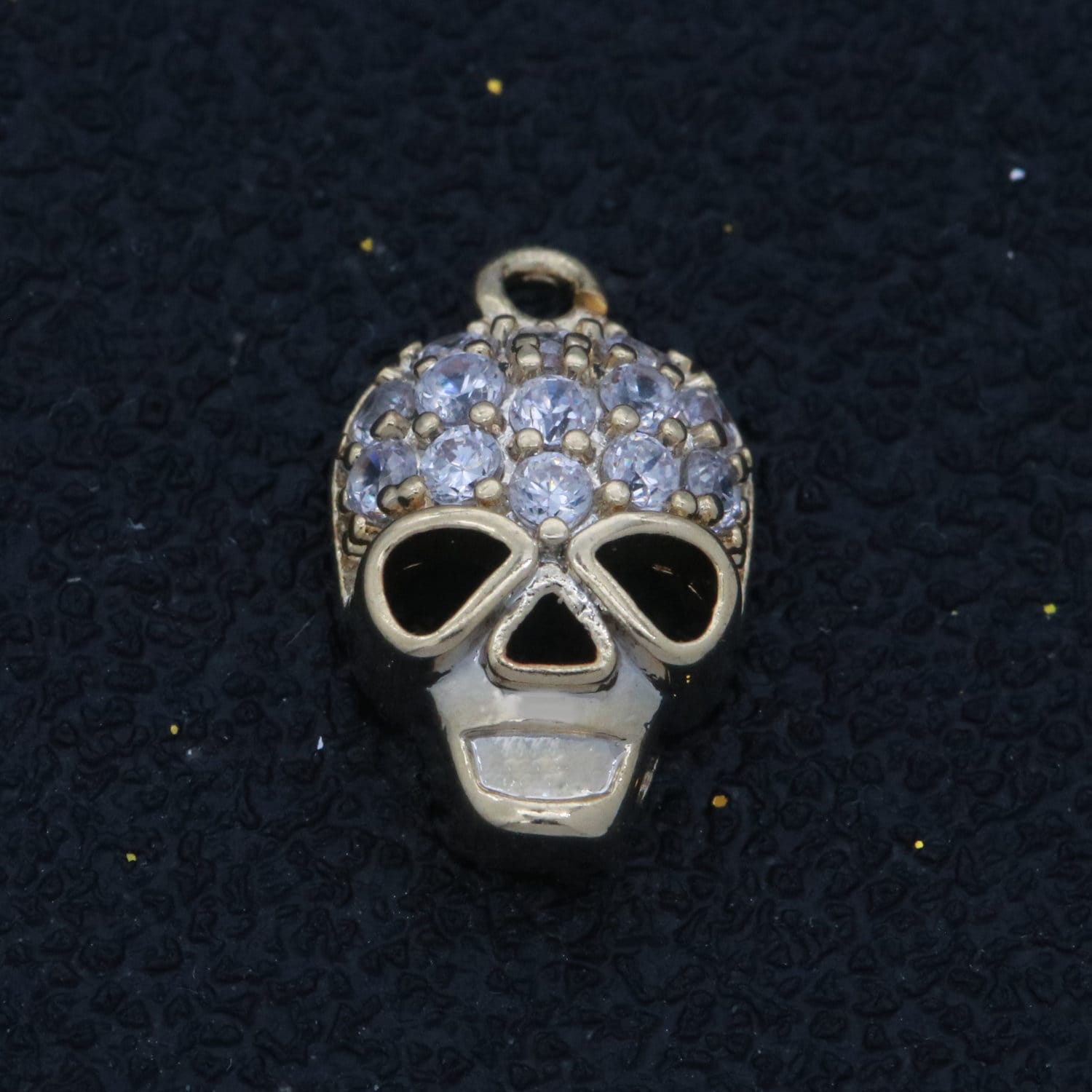 Dainty 18K Gold Filled Skull Charm Micro Pave Dia De Los Muertos Charm for Halloween Jewelry Inspired M741